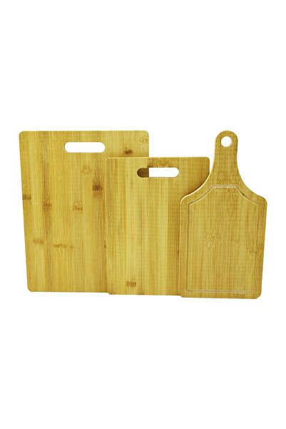 Go İthalat 3-Piece Set Wooden Bamboo Cutting Board 16X22 - 20X28 - 25X33Cm (4...