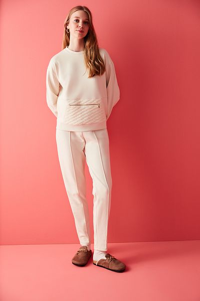 Penti Beige Front Stitching Detailed Trousers