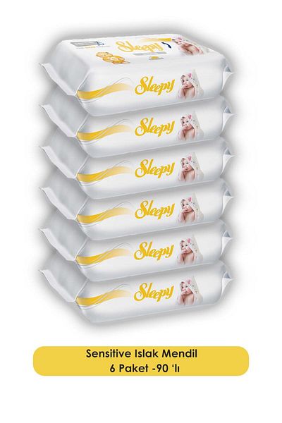 Sleepy 6 Pcs Sensitive Baby Blanket - 90 Pcs Wet Wipes, 10 Pcs Rosie