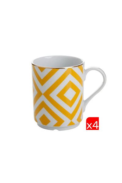 Porland Morocco Pattern Yellow Mug 340Cc 4 Pieces 04Ap 018897