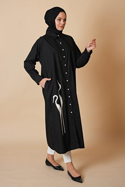 KAIZENMODA Kuğu Baskılı Gömlek Elbise KZ04-6404