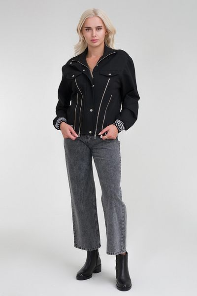 Bold & Young Jachetă de damă din țesătură lycra din poliester viscoză cu accesorii cu fermoar și buzunare