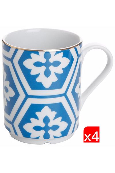Porland Morocco Pattern Blue Mug 340Cc 4 Pieces 04Ap 018893