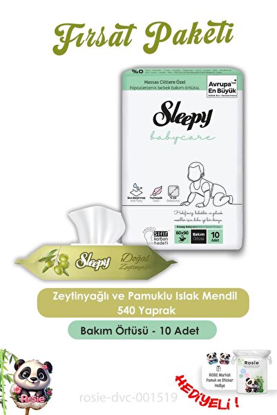 Sleepy 6 قطع من مناديل مبللة بزيت الزيتون الطبيعي والقطن 90، غطاء أطفال 10 قط...