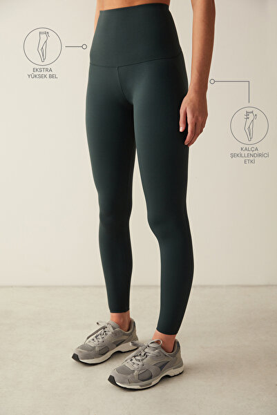 Penti Extra High Waist Khaki Leggings - Ankle Length Miracle Pop Up (PUSH UP)