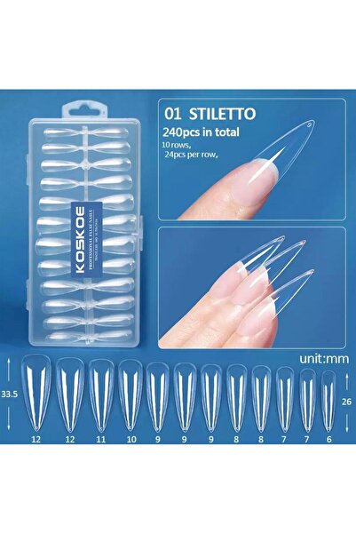 ELLEA NAIL Yeni Nesil Jel Tips Tırnak 01 Stıletto Model