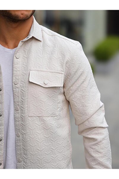 Valiberta Πουκάμισο/Μπουφάν με μοτίβο με διπλή τσέπη - Πέτρα