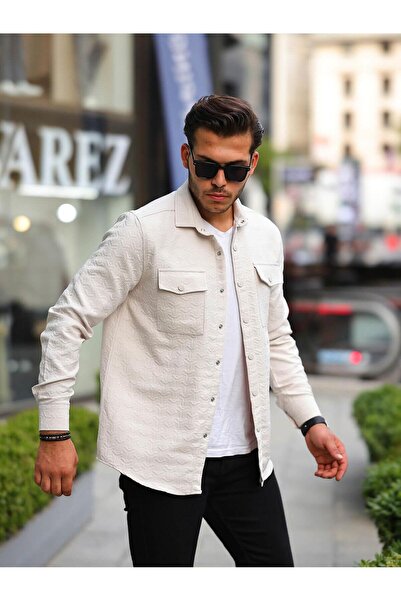 Valiberta Πουκάμισο/Μπουφάν με μοτίβο με διπλή τσέπη - Πέτρα