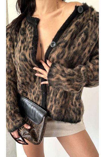 İnci Leopard Cardigan