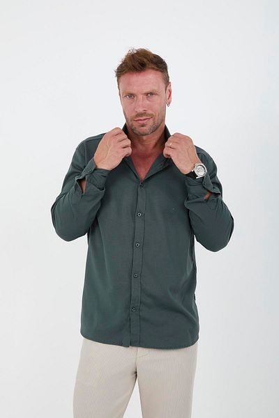 Valiberta Lycra Regular Fit Breathable Classic Men's Oxford Shirt - Pine Green