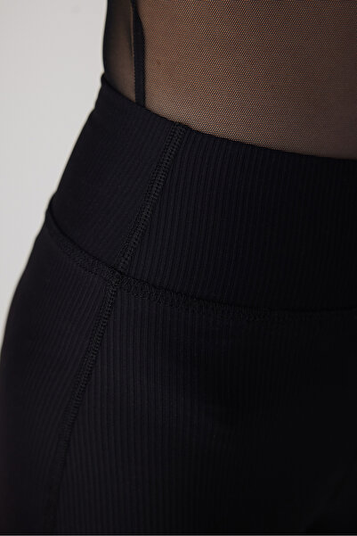 Penti Siyah Yüksek Bel Fitilli Flare Ispanyol Paça Pantolon