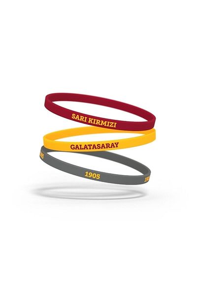 Galatasaray مجموعة أساور سيليكون أصلية مرخصة مكونة من 3 قطع - هدية مع صندوق خشبي