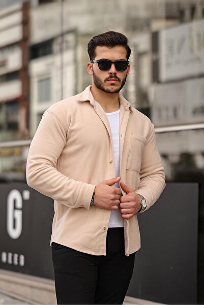 Valiberta Tek Cep Polar Gömlek- AcıkBej