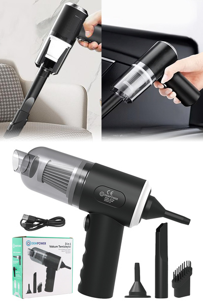 DEMPOWER Kablosuz Elektrikli Araç İçi Vakum Temizleyici - Yüksek Güçlü 3'ü 1 ...