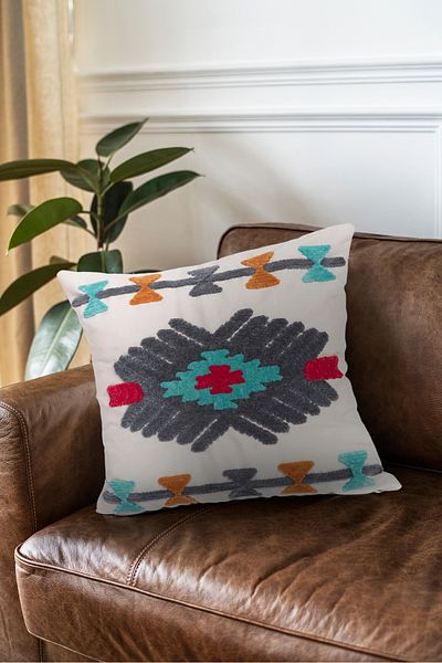 RUGSMODERN Pernă cu model etnic Bohemian Punch - Pernă cu husă multicoloră20