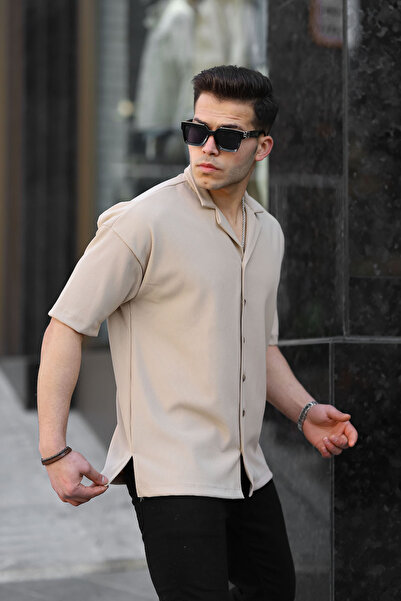 Valiberta Πουκάμισο με κοντό μανίκι με γιακά μπόουλινγκ - Μπεζ