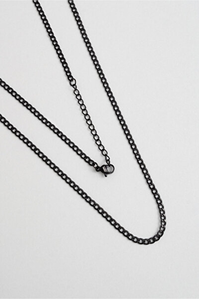 So CHIC... Asil Siyah Rodyum Kaplama Çelik Erkek Zincir Kolye