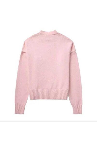 KNİTİCAL TEKSTİL l pink2024 pembe Bisiklet Yaka Oversize Triko Kazak