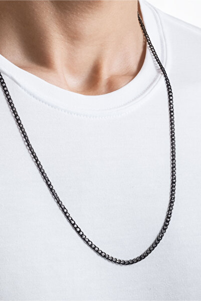So CHIC... Asil Siyah Rodyum Kaplama Çelik Erkek Zincir Kolye