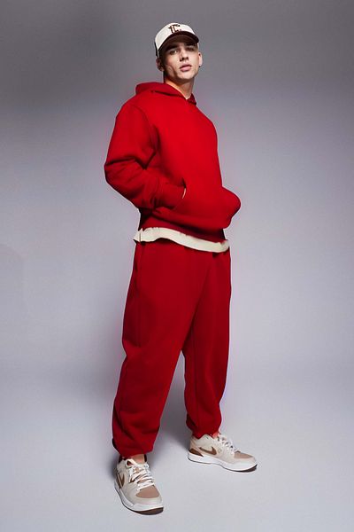 BayBayan Ανδρικό Oversize Winter Kangaroo Pocket Model Σετ απλό αθλητικό κοστούμι