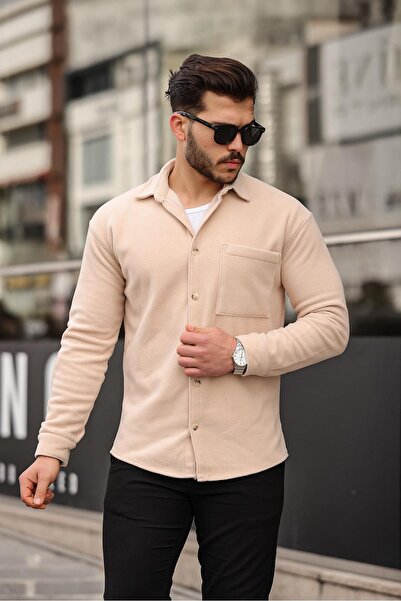 Valiberta Tek Cep Polar Gömlek- AcıkBej