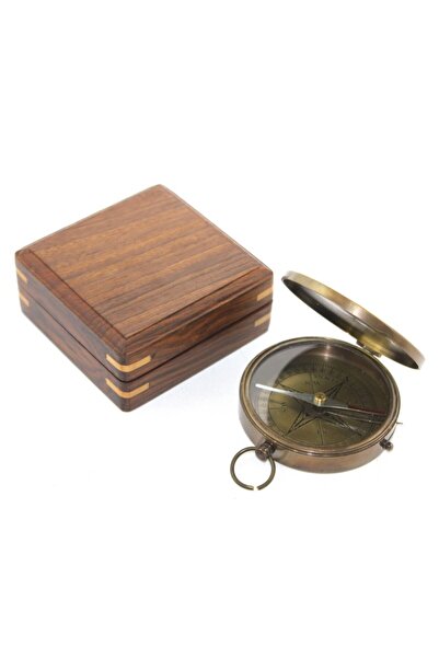 Vivesta Shop Ahşap Kutulu Pirinç Pusula