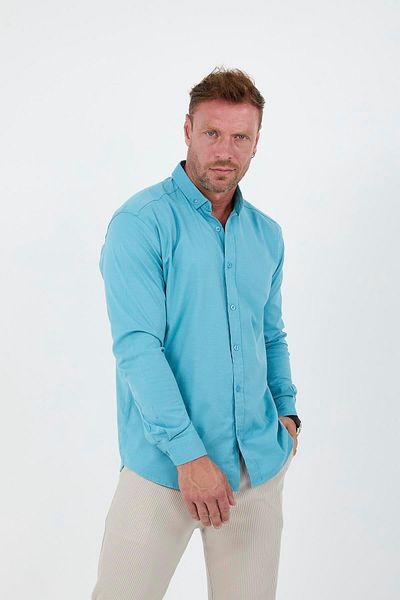 Valiberta Oxford Fabric Lycra Men's Shirt - Long Sleeve, Glass Core