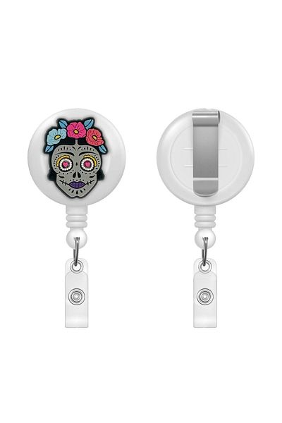 PABALAS Floral Gray Skull Figured Yoyo Card Holder