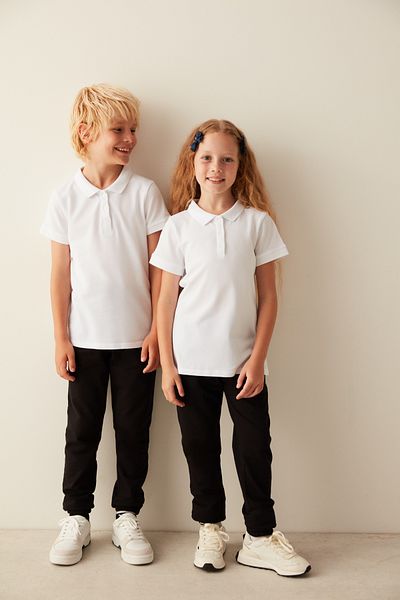 Penti Tricou unisex cu mânecă scurtă cu guler polo alb
