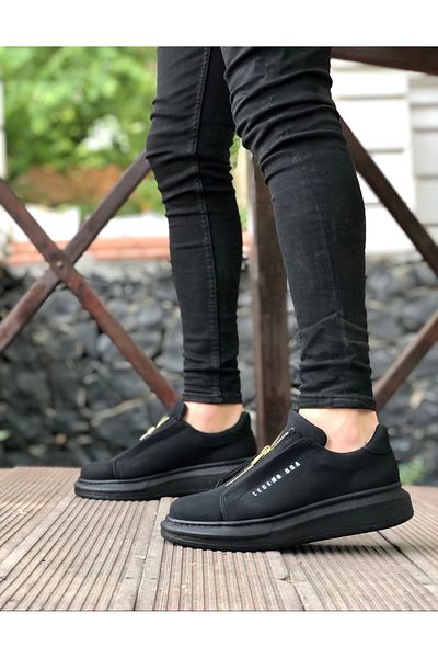 BOA BA0310 BOA Thick High Sole Zippered Black Men's Shoes