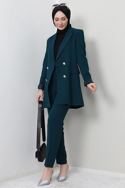 GİZ AGİYİM Premium Jacketed Suit Dark Petrol