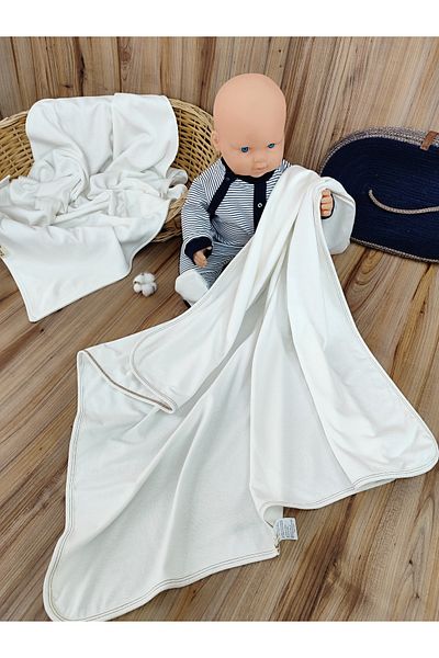 Bebella Ecru Girl Boy Baby Blanket 100% Cotton Double Layer Sided Gift Multi-Purpose Blanket 85X85
