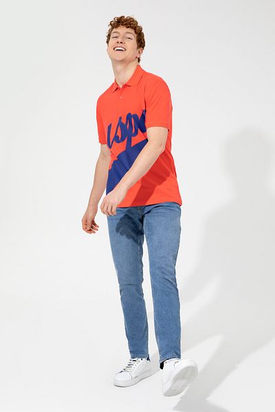 U.S. Polo Assn. Men's Red Polo Neck T-Shirt 50249138 -Vr213