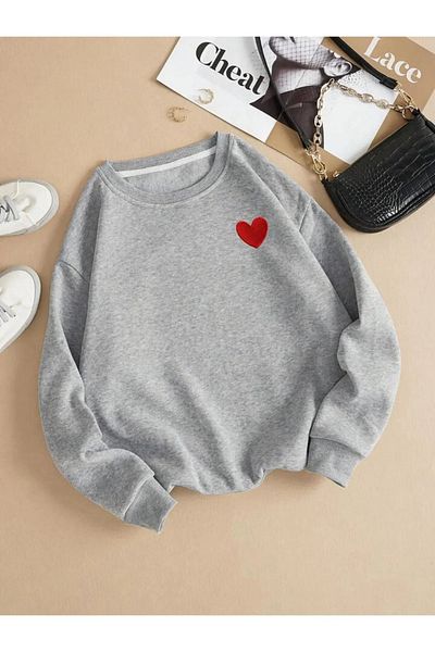 Machetta Φούτερ Unisex Heart Printed Crew Neck Oversize