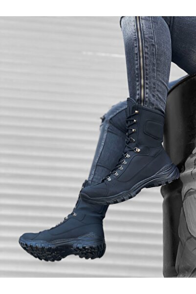 BOA BA0605 Чорні нубові військові черевики на шнурівці