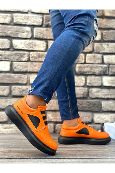BOA BA0302 Boa - Thick Sole and Laceless Orange Men's Casual Shoes