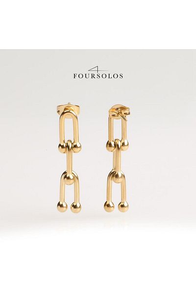 FOURSOLOS Women &Apos; S Steel Earrings, Tiny Model, Gold Color, No:24
