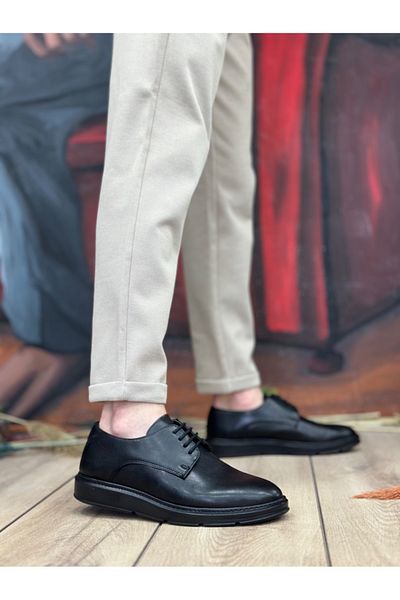 BOA BA0003 Laced Classic Black High Black Sole Casual Men's Shoes