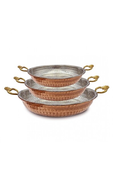 ecehome مجموعة مقلاة نحاسية بمقبض مزدوج مكونة من 3 قطع، مجموعة أدوات مطبخ عصر...