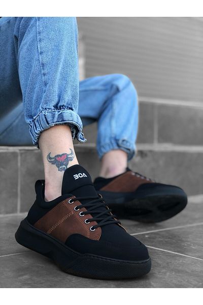 BOA Ba0163 Lace-Up Ανδρικά Αθλητικά Παπούτσια με ψηλή σόλα μαύρα μαύρα