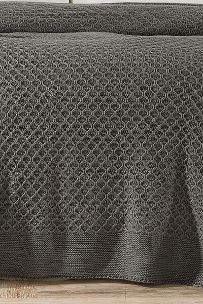 DOUX HOME Zeynep Triko Yatak Örtüsü 220 X 240 (ANTRASİT)
