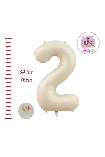 ZEAP Rakam Balon Bej Renk Folyo Balon 100cm 40 36 Inç Helyum Balon 2 Yaş Balo...