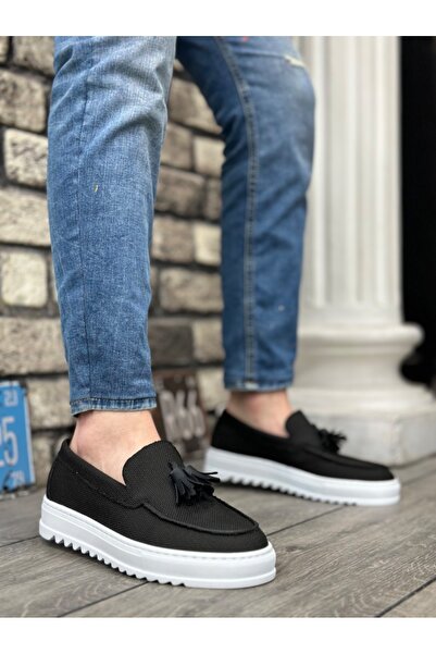 MehLey ML0154 Pánské boty s vysokou podrážkou v černé barvě se střapcem