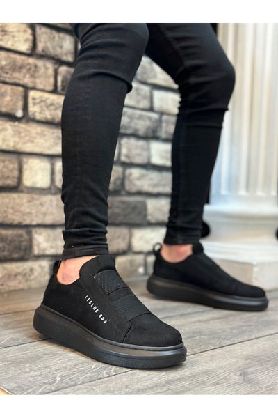 BOA BA0307 BOA Thick Suede High Sole Double Tape Black Men's Shoes