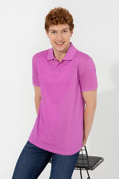 U.S. Polo Assn. Tricou violet cu gât polo pentru bărbați 50249184 -VR037
