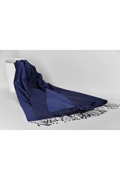 ARMANDA Navy Blue Black Silk Shawl