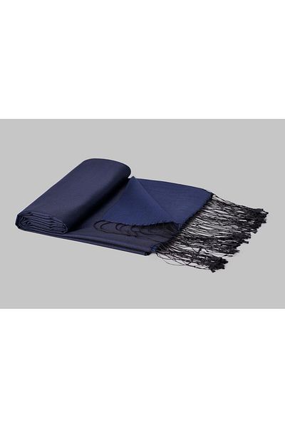 ARMANDA Navy Blue Black Silk Shawl