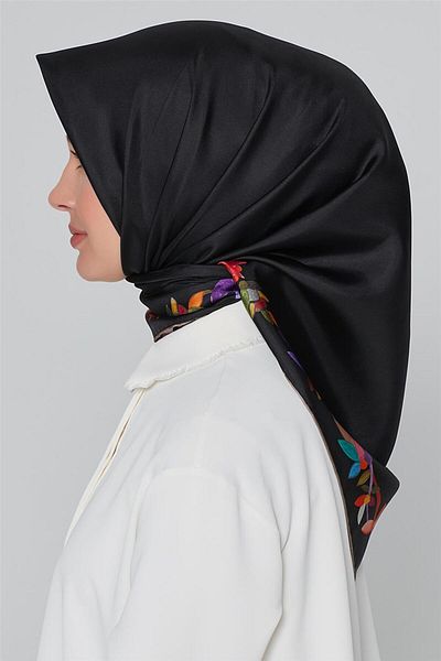 Armine Μαύρο Μεταξωτό Φουλάρι Twill - Nostalgia 8064-09