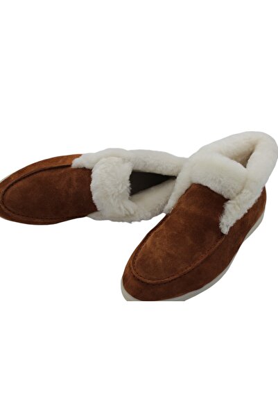 aayak&kabımofficial Gerçek Deri Taba Süet Ve Gerçek Beyaz Kürk Günlük Kadın Bot