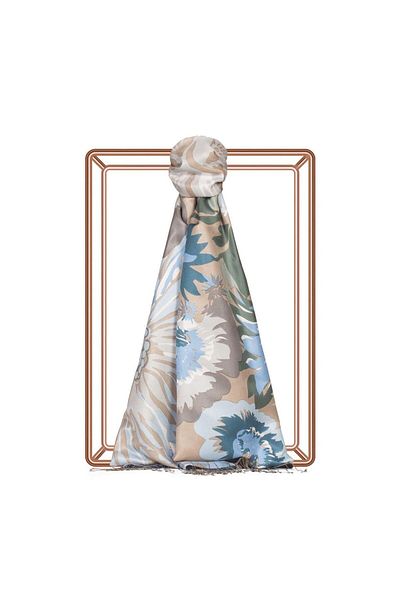 ipekevi Patterned Silk Scarf - Nihavent Patterned - Baby Blue